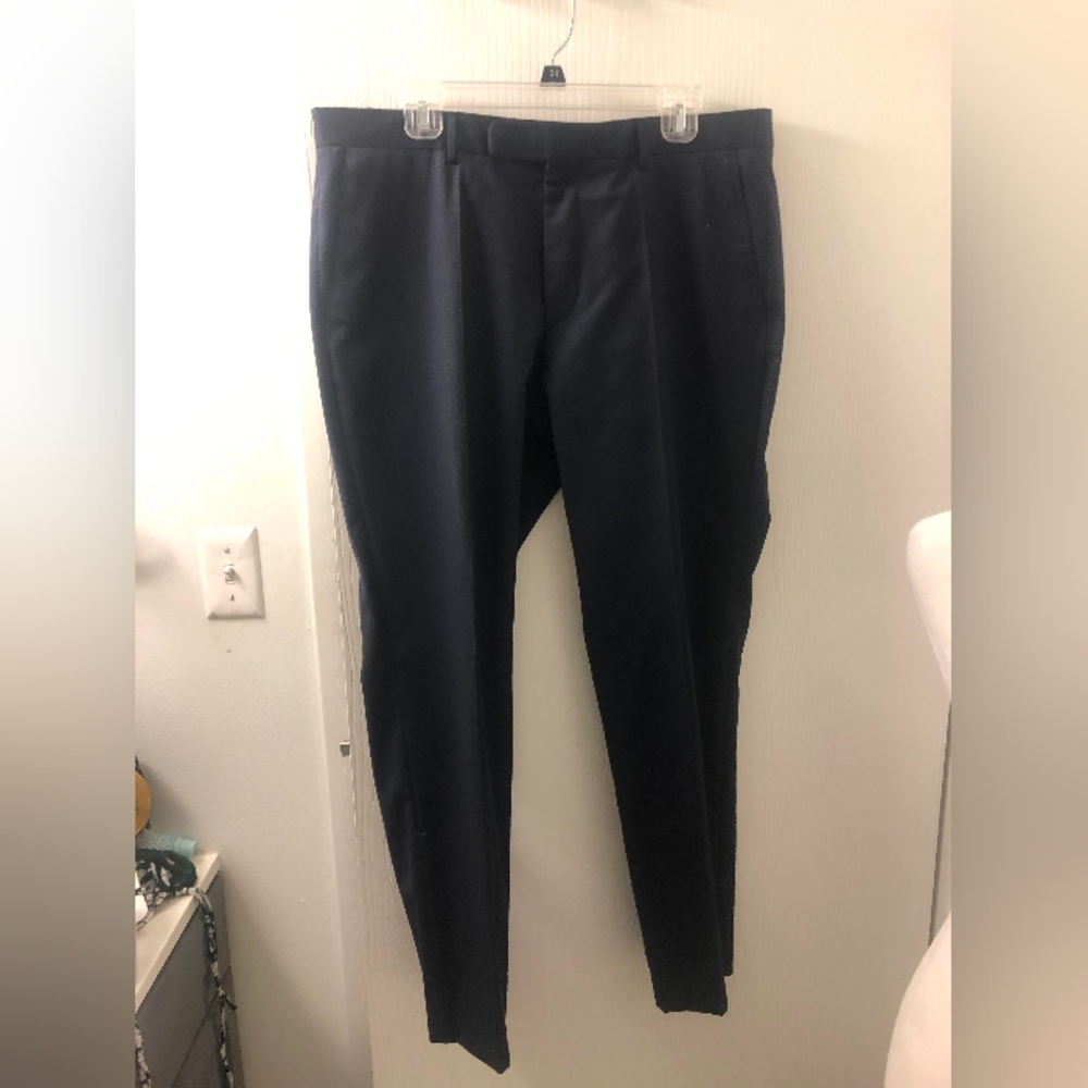Hugo Boss Virgin Wool Navy Blue Slim Fit Pants Sz 42R